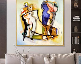 Large Abstract Painting, Hand Painted Oil & Acrylic Canvas Art #AB3041