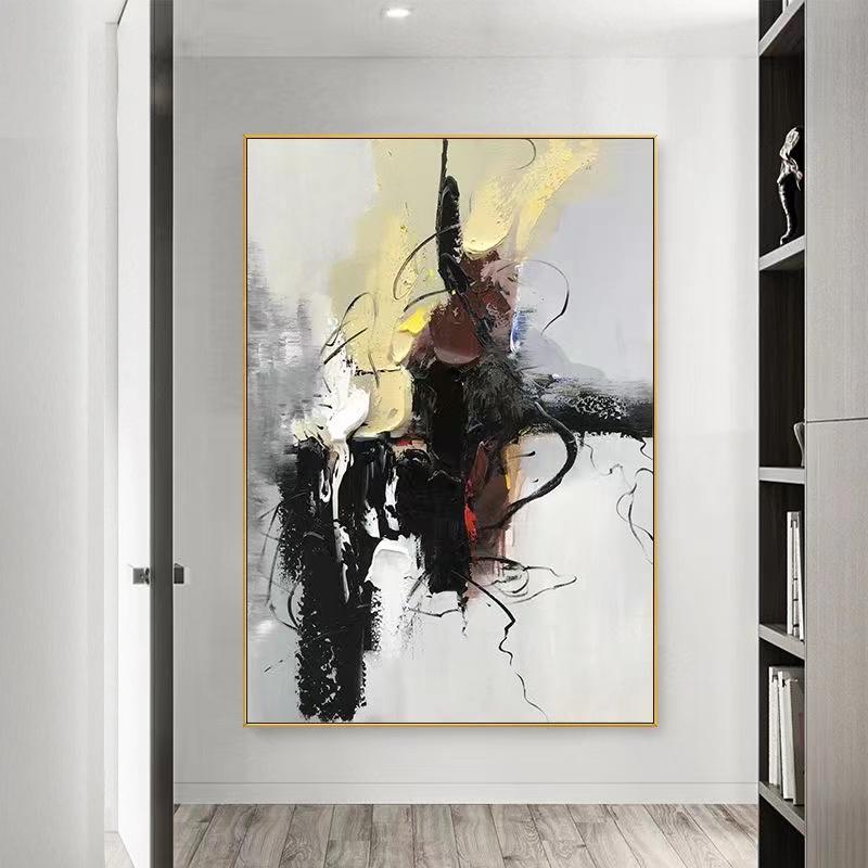 キャンバスに描かれた大型抽象油絵：モダンな壁掛けアート - Etsy 日本