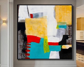 Large Hand-Painted Abstract Oil Painting on Canvas, Modern Wall Art