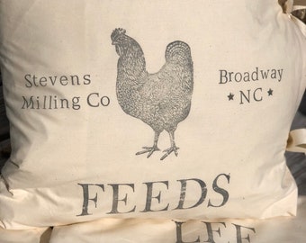North Carolina Made Hand Stamped Pillow Lee Feeds