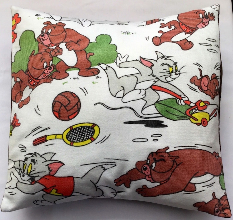 handmade by Alien Couture Tom /& Jerry Cushion Cartoon Vintage Fabric