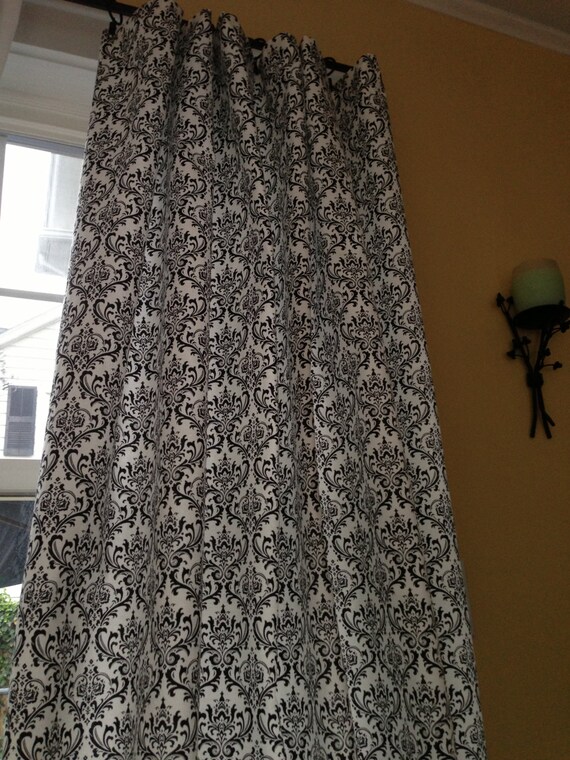 Custom Set Of 2 Drapes Curtains Black Floral Etsy