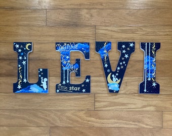 Custom 9" '"GALAXY" 'Stars and Sky' Theme - 16.50 PER LETTER for Child's Name, Wooden Wall Letters for Nursery or Child's Room