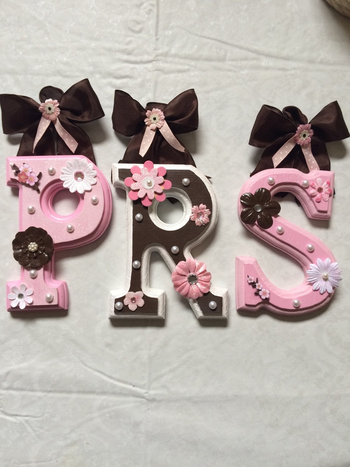 Pink and grey CUSTOM Nursery Wooden Wall Letters 12.50 PER Etsy