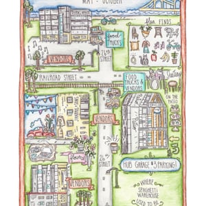 Mapa da mostra de arte do mercado de eventos Jumbo XL: aquarelas