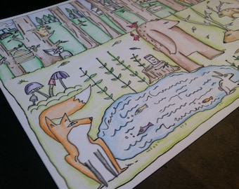 Large Hand Drawn Family Woodlands Maps