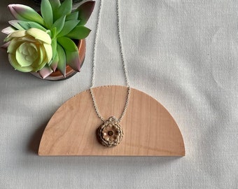 Stoneware ceramic petite pendant floral design