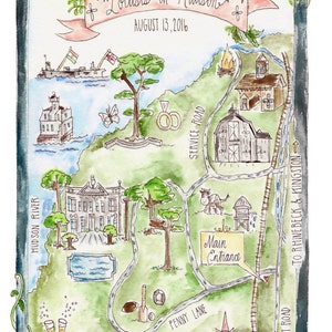 Mapa floral grande de casamento: aquarelas