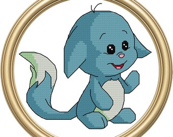 Blue Kacheek Neopets Cross Stitch Pattern (PDF)