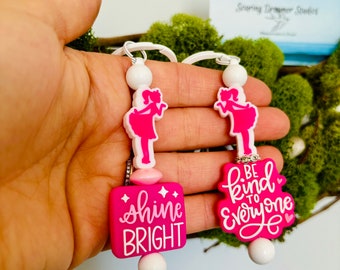 Shine bright, be kind to everyone, positive uplifting accessory key chain, hot pink bold and colorful! Spread good vibes!