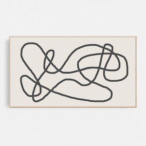 以下が含まれることがあります： ベージュの背景に黒い線で描かれた抽象的な線画のプリント