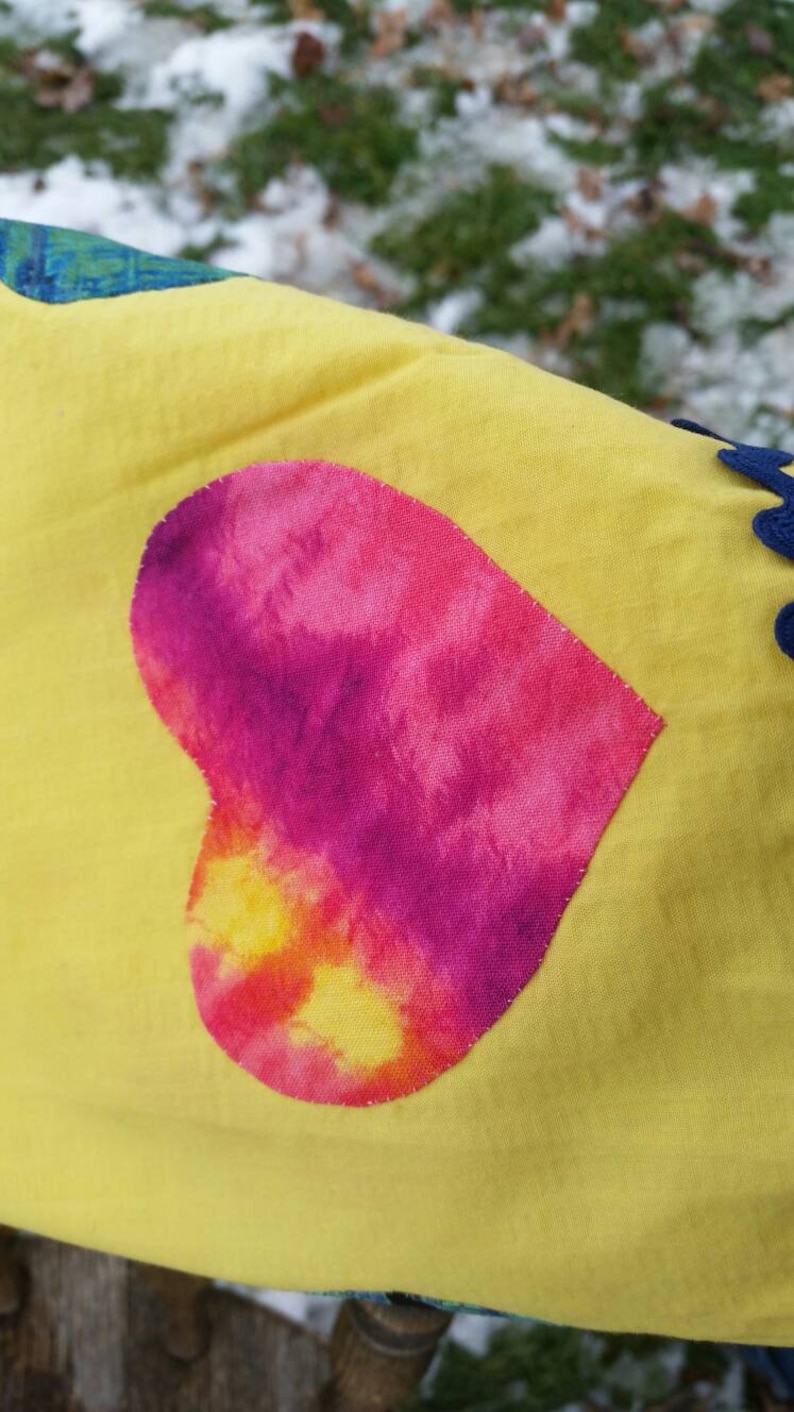 Apron with jewel-tone hearts