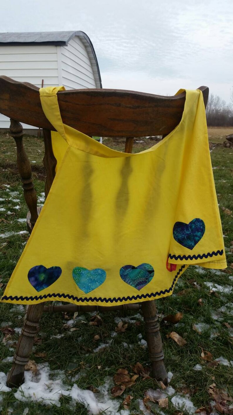 Apron with jewel-tone hearts