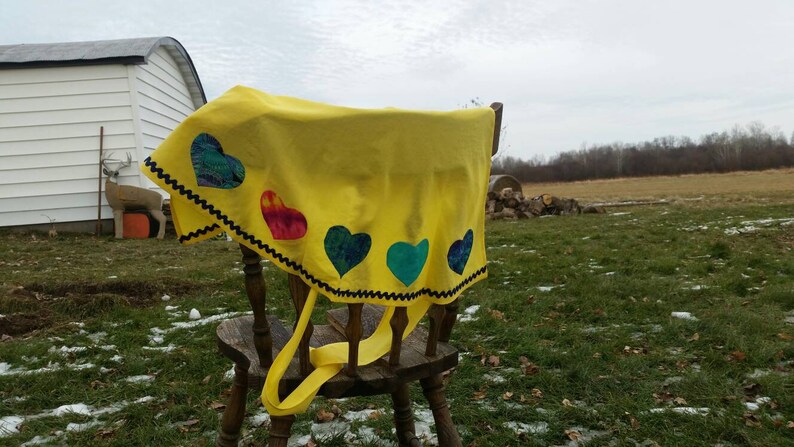 Apron with jewel-tone hearts