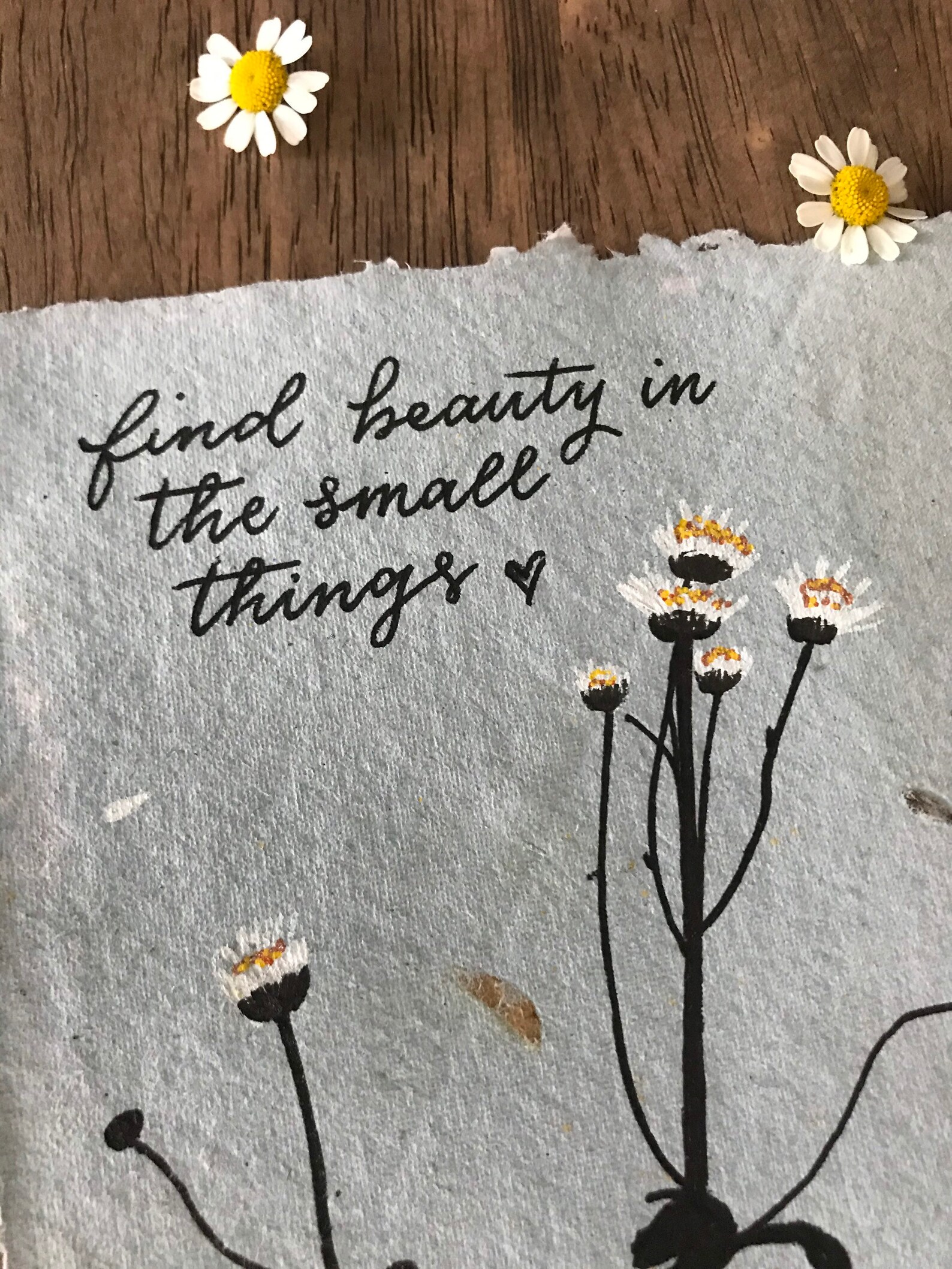 A5 Original Art Find Beauty in the Small Things Quote Etsy