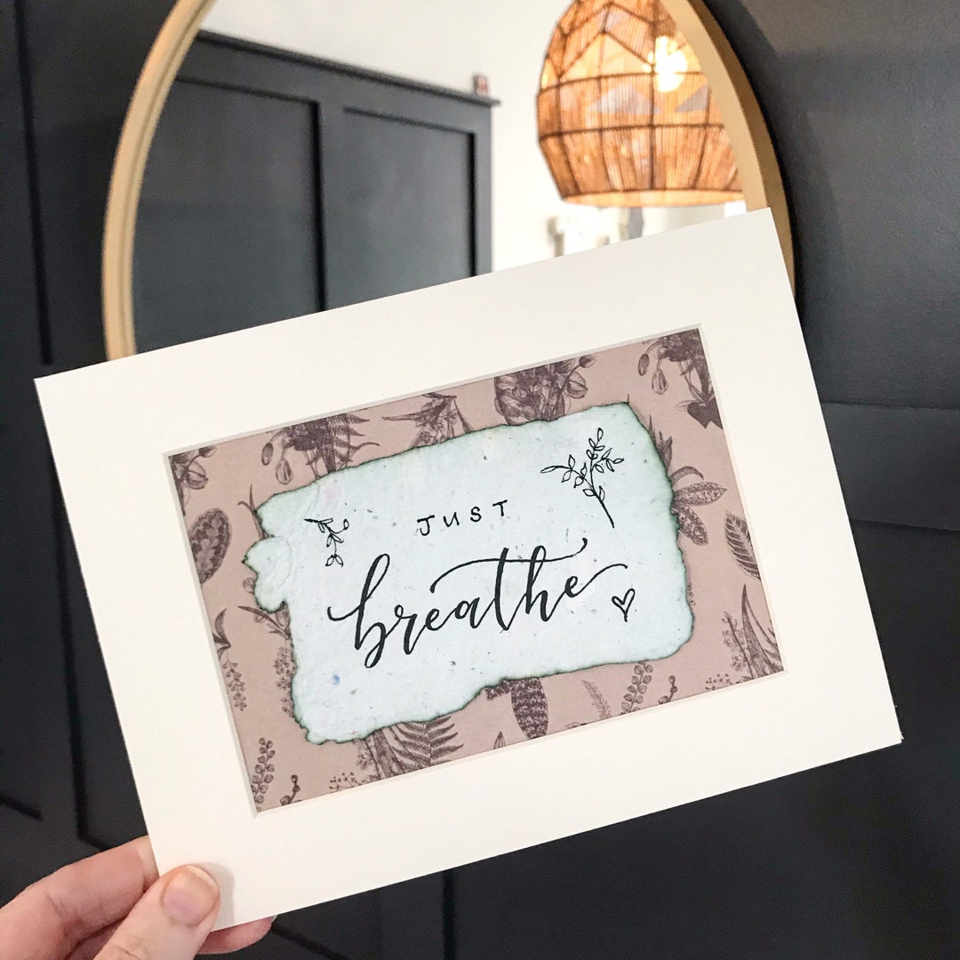 JUST BREATHE ART Original Hand Lettered 6 X 8 Etsy New Zealand