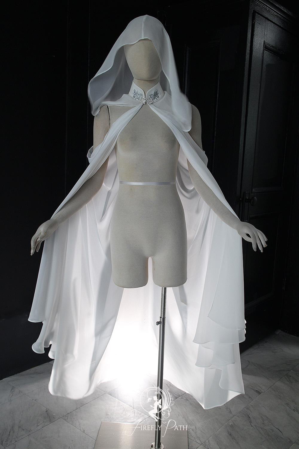 white hooded elf dress etsy Elven Cape With Hood Elven white dress: Nerdanel Cosplay