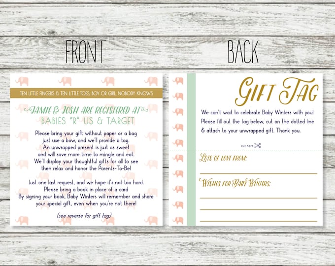 Baby Shower Registry Card Wording for Unwrapped Gift for Shower Gift