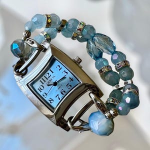 Baby Blue Womens Watch, Blue Watch, Womens Watch, Watch, Beaded Watch, Jewelry, Gift
