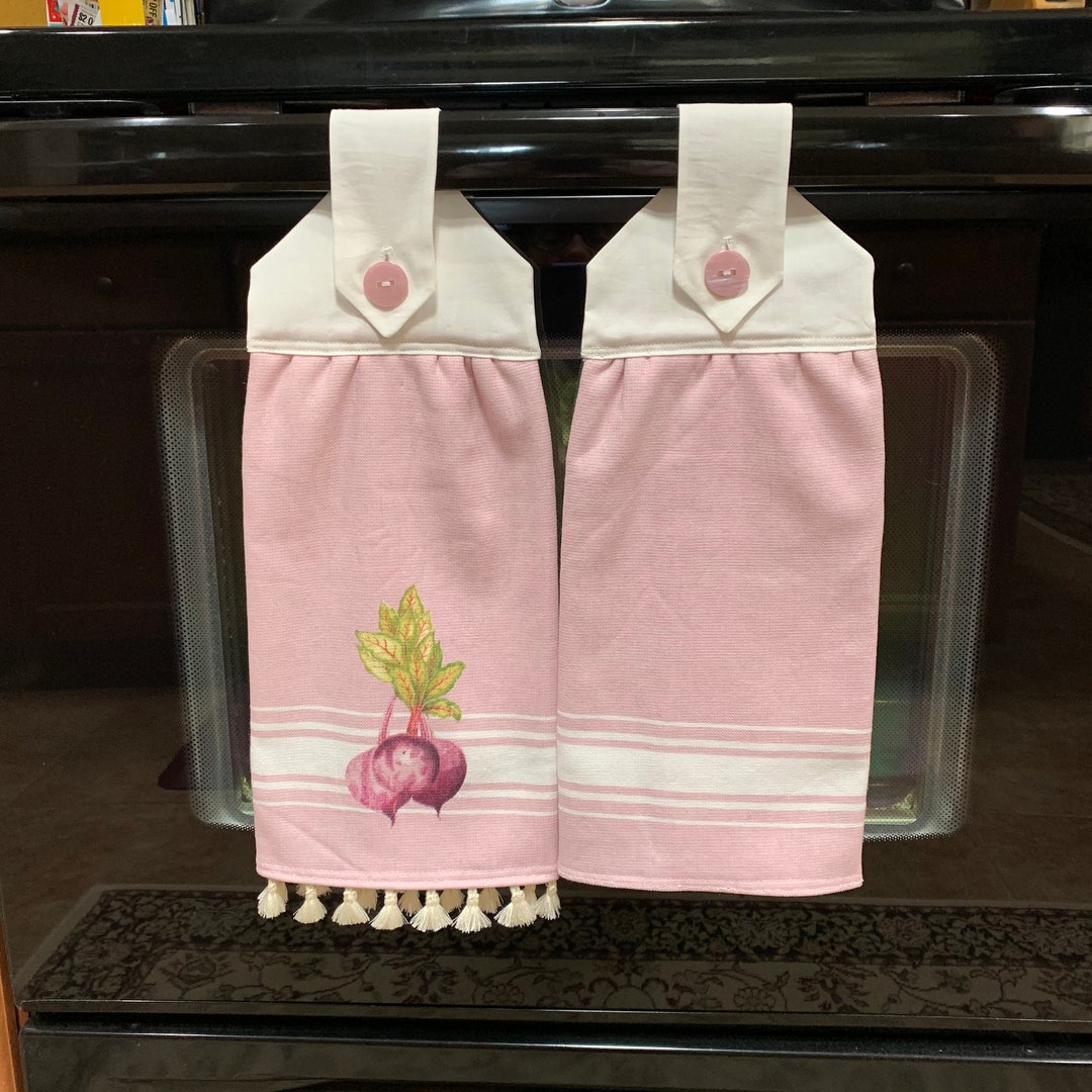 Pink Kitchen Towels, Kitchen Hand Towels, Terry Cloth Kitchen Towels