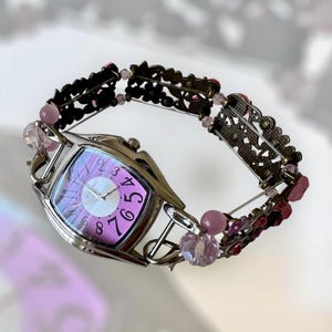 Pink Beaded Flower Watch: Women&#39;s Jewelry Gift