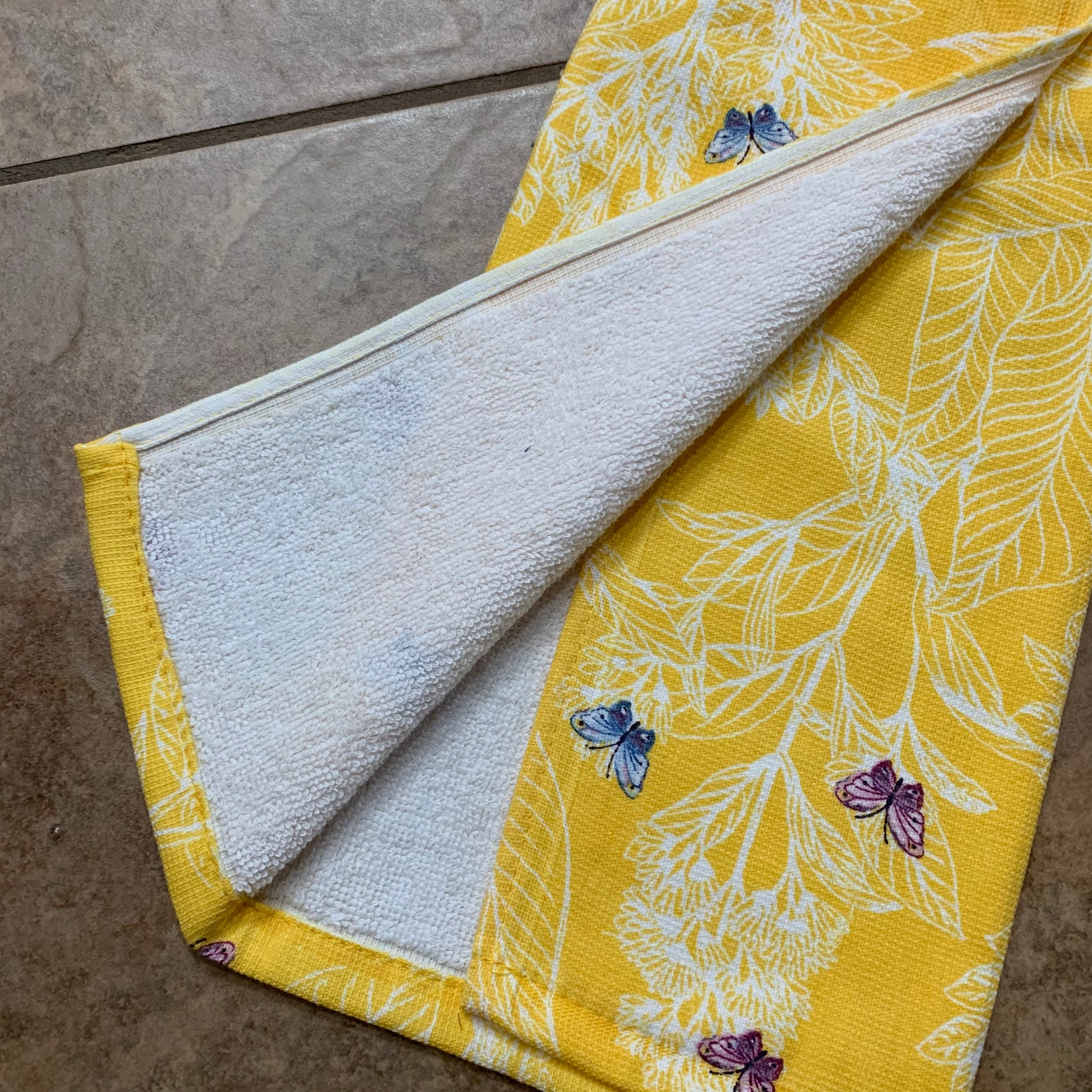 blue and yellow hand towels