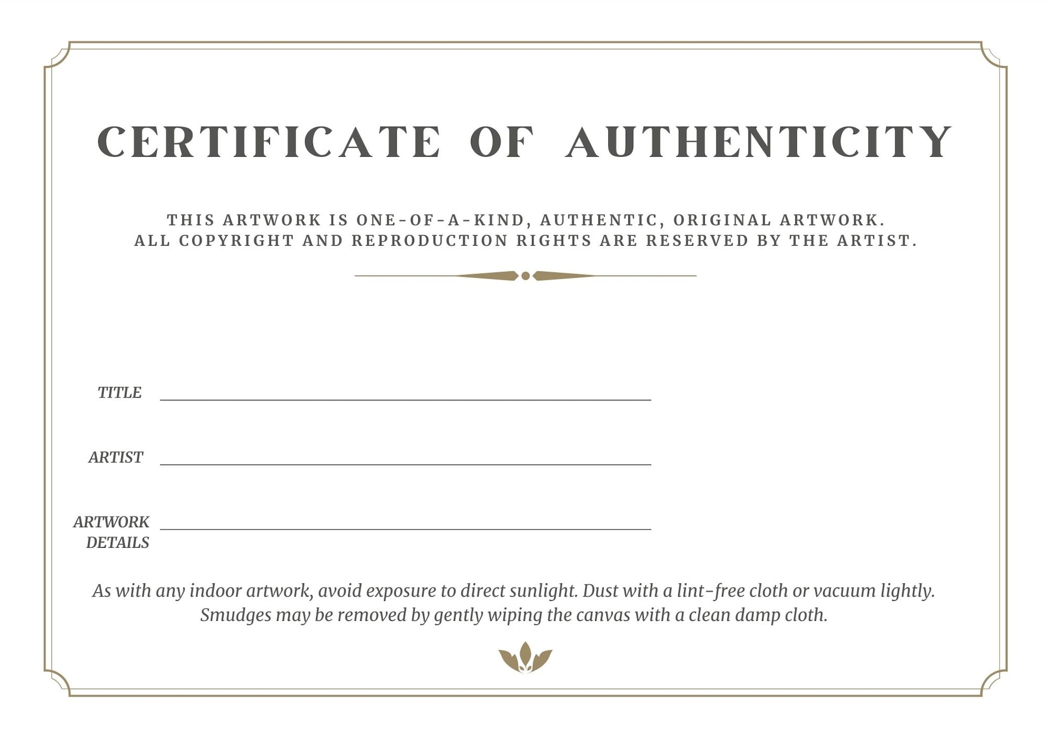 Artiste Peintre Certificat D authenticité A Telecharger Gratuit Art certificat authenticité - Etsy Canada