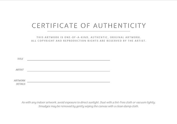 Certificate of Authenticity White Modern Simple. Printable A4 