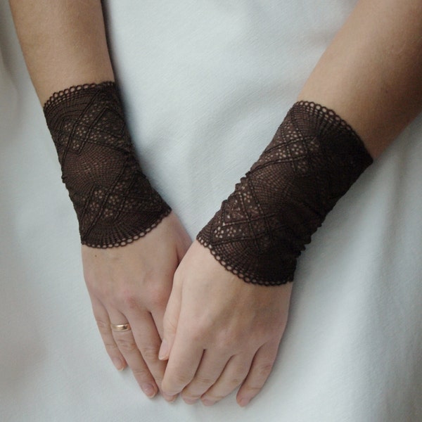 Brown lace, Stretch lace, Wrist corsage, Gift for her/READY TO SHIP