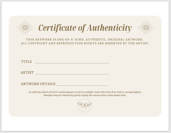 Free Printable Certificate Of Authenticity Templates