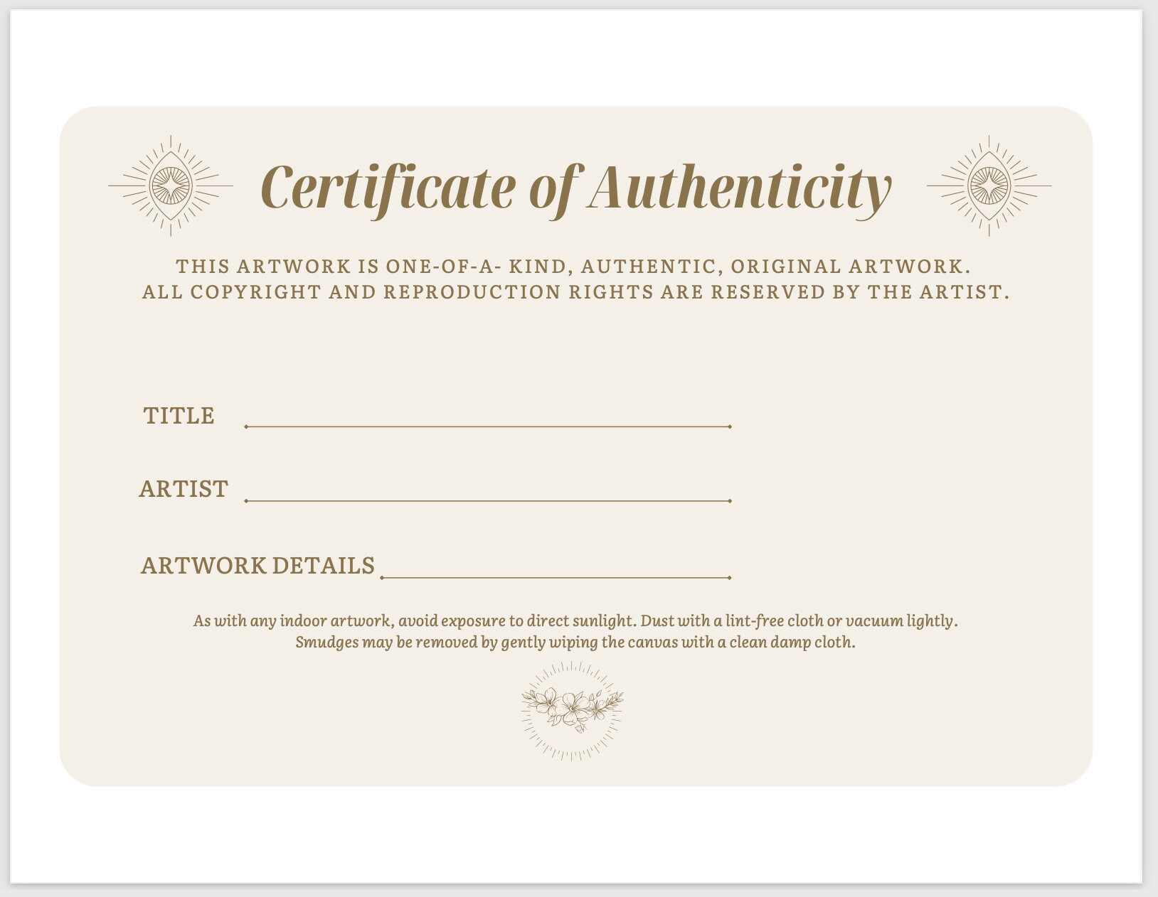 Simple Authenticity Certificate Templates Printable A4 or - Etsy