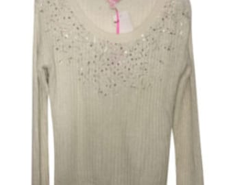 white sparkly sweater