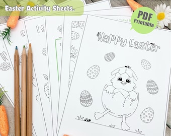 Oster-Aktivitätsseiten - Farbe in Blättern - PDF zum Ausdrucken - Osteraktivitätspaket - Osteraktivitätsseiten für Kinder - Osteraktivität zum Ausdrucken