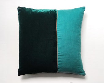 Fluwelen en linnen kussen