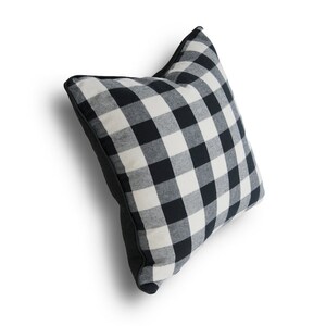 Black Plaid Cotton Pillow