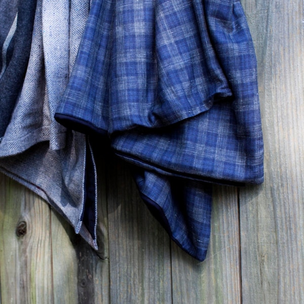 Plaid Navy Wool & Cashmere Blanket