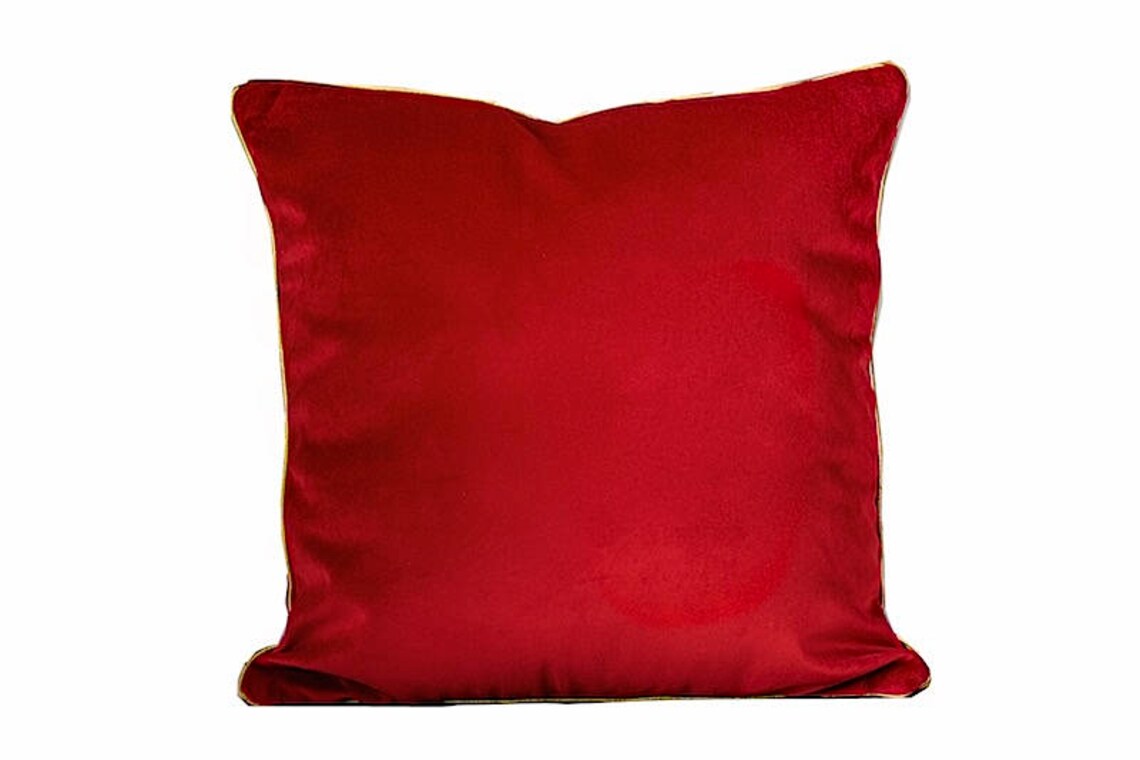 Red Velvet Pillow With Gold Trim Etsy Israel