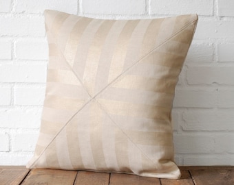 Gold Metallic Stripe Linen Pillow