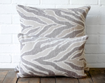 Grey Animal Print Cotton Pillows