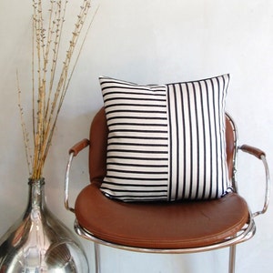 Navy Striped Pillow with Denim Back image 3