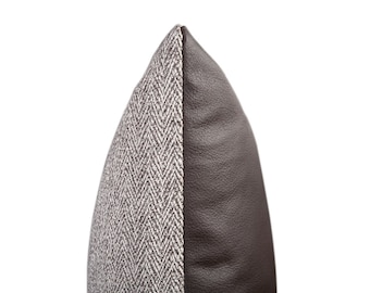 Getextureerd visgraat- en leren kussen