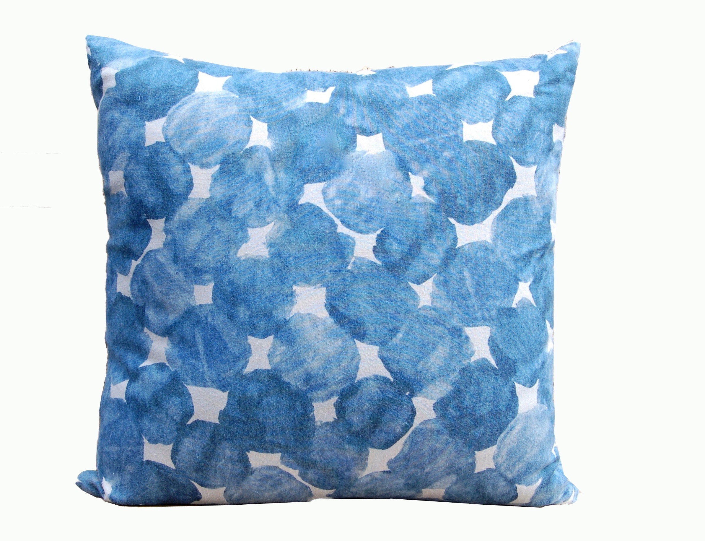 Blue Watercolor Circle Linen Pillow