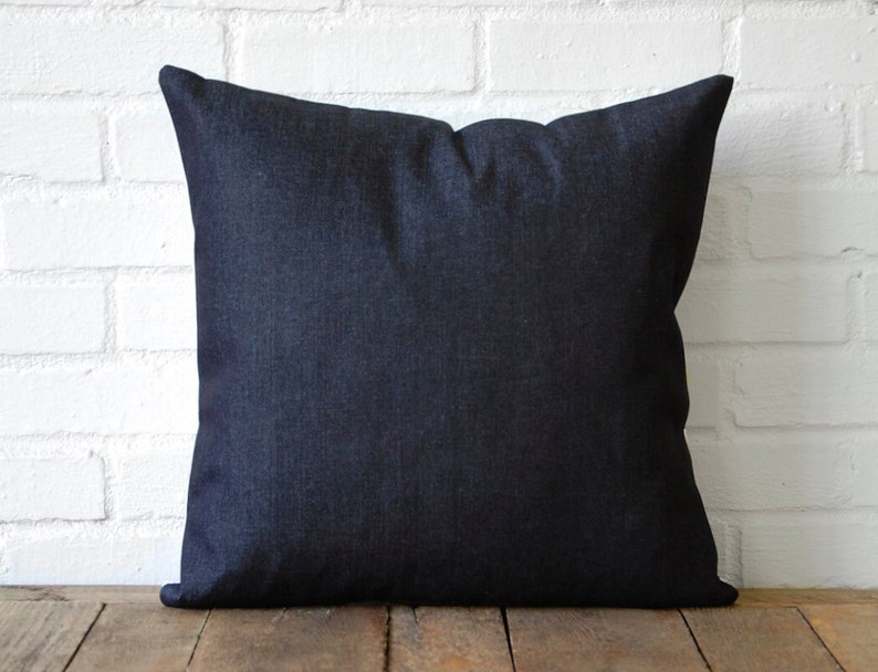 Navy Striped Pillow with Denim Back image 4