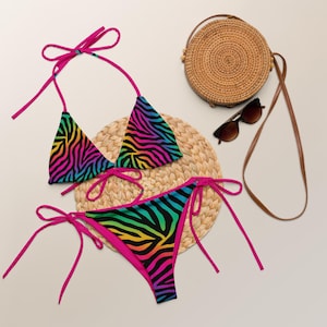 Neon Colored Tiger Bikini Animal Print Bikini Rainbow Bikini  Bright Color Tiger Print Bikini Set