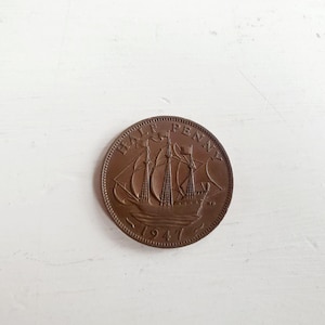 Medio penique, bimetálico, velero, monedas extranjeras, monedas del mundo, colección de monedas, divisa, colección de monedas del mundo, dinero, moneda de la suerte para manualidades