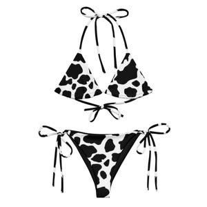 Black and White bikini, Cow print bikini - Animal Print String Bikini Swimsuit