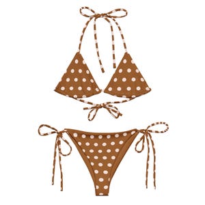 Chocolate & pink polka dot string bikini