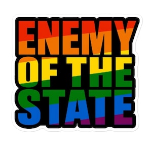 Enemy of the State LGBT Pride sticker, gay pride sticker, Lesbian pride sticker,
