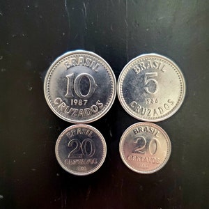 4x Centavos Brasileños, Monedas Extranjeras Cruzados, Monedas Mundiales, Colección de Monedas, Moneda, Colección Mundial de Monedas, Dinero