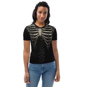 Skeleton Rib Cage Shirt, Vintage Graphic Unisex Cut & Sew Tee, Retro Skeleton Gothic Tee, 90s Dark Art Horror Shirt, Grunge Shirt, Y2k